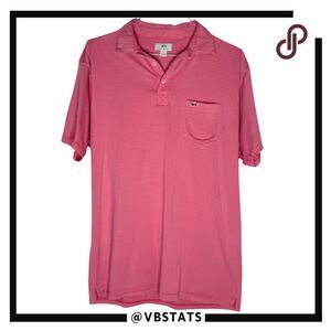 Fish‎ Hippie Men's Stripe Cotton Blend Short Sleeve Polo Shirt Pink White XL